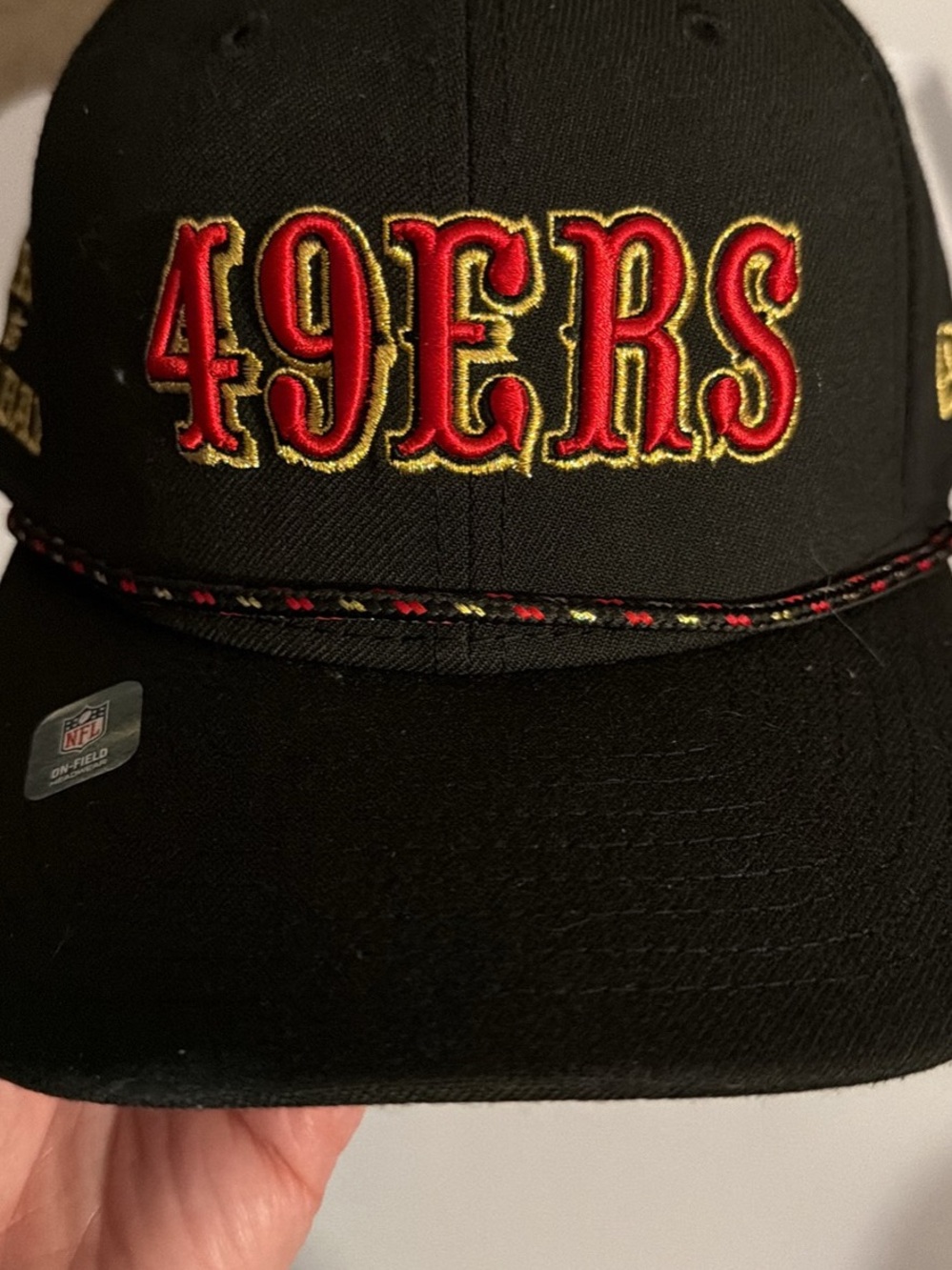 New Era San Francisco 49ers Black Red Gold Rope Brim Hat